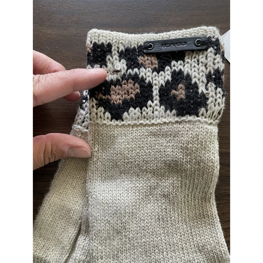Coach Ocelot Touch Glove Knit Angora Beige Tan One Size Cheetah Print READ